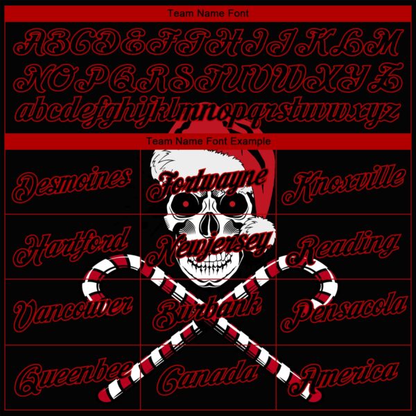 Custom Stitched Red Black-White 3D Skulls And Christmas Santa's Hat Sports Pullover Sweatshirt Hoodie