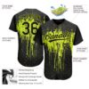 Custom Neon Green Black 3D Pattern Design Dripping Splatter Art Authentic Baseball Jersey