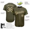 Custom Olive Vegas Gold-Camo 3D Pattern Design Authentic Salute To Service Baseball Jersey