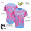 Custom Pink Powder Blue-White 3D Pattern Design Authentic Baseball Jersey