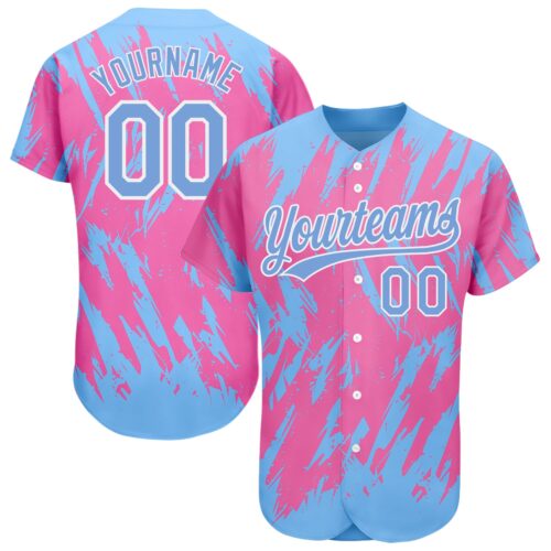 3DPattern1118_6533e7ce-a8fa-4901-9d72-0146a8939f1a Custom Pink Powder Blue-White 3D Pattern Design Authentic Baseball Jersey