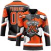 Custom Orange Black-White 3D Pattern Geometric Shape Hockey Lace Neck Jersey
