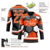 Custom Orange Black-White 3D Pattern Geometric Shape Hockey Lace Neck Jersey