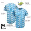 Custom Light Blue Light Blue-White 3D Pattern Design Authentic Baseball Jersey