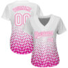 Custom White White-Pink 3D Pattern Design Authentic Baseball Jersey