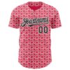 Custom Neon Pink Black-White Valentine's Day Love Heart Authentic Baseball Jersey