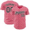 Custom Neon Pink Black-White Valentine's Day Love Heart Authentic Baseball Jersey