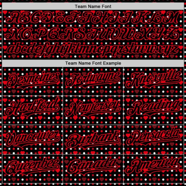 Custom Black Fire Red Valentine's Day Love Heart Authentic Baseball Jersey