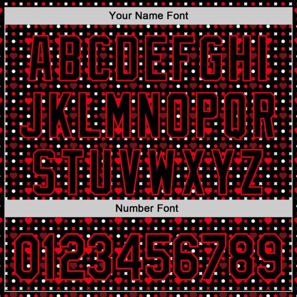 Custom Black Fire Red Valentine's Day Love Heart Authentic Baseball Jersey