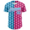 Custom Sky Blue Pink-White Valentine's Day Gradient Love Heart Authentic Baseball Jersey