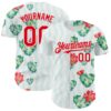 Custom White Fire Red-Green Valentine's Day Love Heart Authentic Baseball Jersey