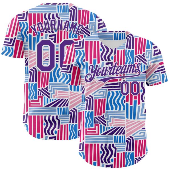 Custom Blue Purple Red-White Valentine's Day Line Authentic Baseball Jersey