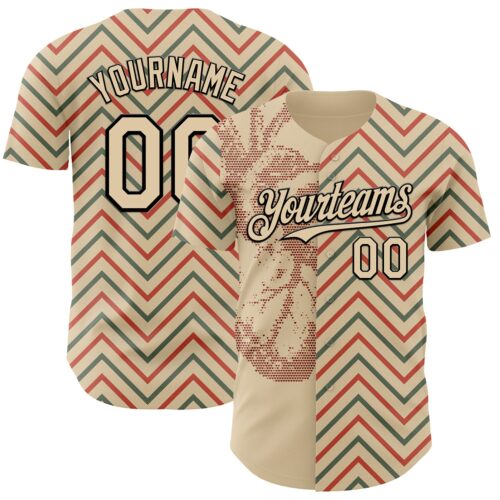 3DPattern11573 Custom City Cream Black Valentine's Day Heart Authentic Baseball Jersey