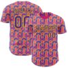 Custom Pink Purple-Yellow Valentine's Day Line Authentic Baseball Jersey