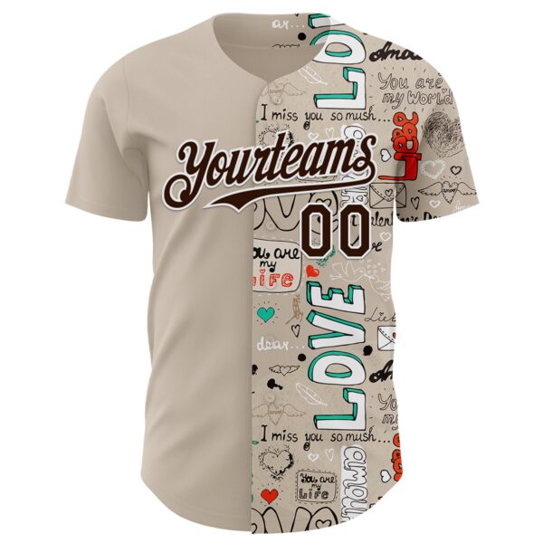Custom Gray Brown-White Valentine's Day Love Authentic Baseball Jersey