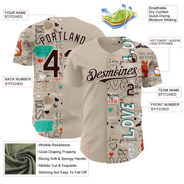 Custom Gray Brown-White Valentine's Day Love Authentic Baseball Jersey