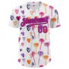 Custom White Hot Pink-Dark Purple Valentine's Day Love Heart Authentic Baseball Jersey