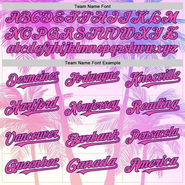 Custom Pink Dark Purple-White Valentine's Day Gradient Coconut Trees Authentic Baseball Jersey