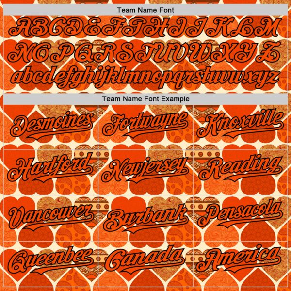 Custom Orange Cream-Black Valentine's Day Love Heart Authentic Baseball Jersey