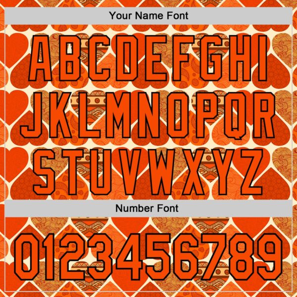 Custom Orange Cream-Black Valentine's Day Love Heart Authentic Baseball Jersey