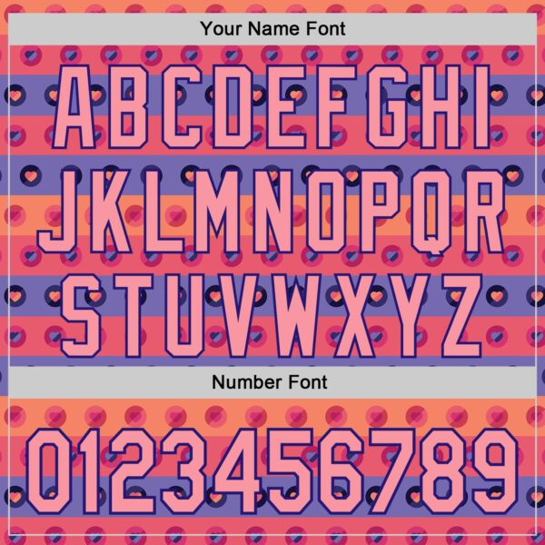 Custom Orange Medium Pink-Dark Purple Valentine's Day Love Heart Authentic Baseball Jersey