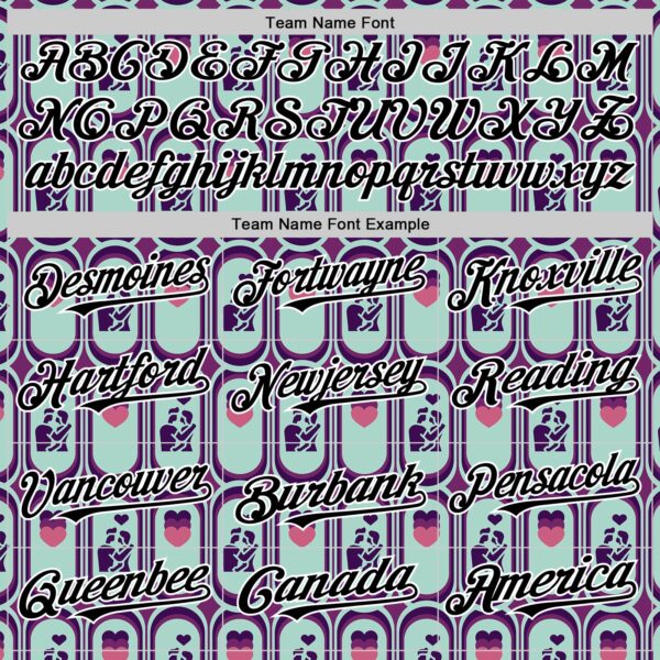 Custom Purple Black Green-White Valentine's Day Love Heart Authentic Baseball Jersey