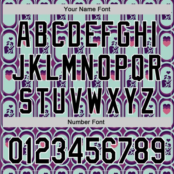 Custom Purple Black Green-White Valentine's Day Love Heart Authentic Baseball Jersey