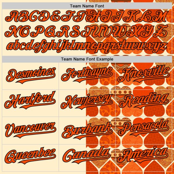 Custom Orange Cream-Black Valentine's Day Love Heart Authentic Baseball Jersey