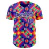 Custom Rainbow Dark Purple White Valentine's Day Pride Month Love Is Love Authentic Baseball Jersey
