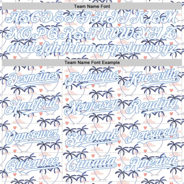 Custom White Light Blue Valentine's Day Love Heart Authentic Baseball Jersey