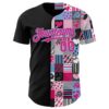 Custom Black Hot Pink-Light Blue Valentine's Day Love Heart Authentic Baseball Jersey
