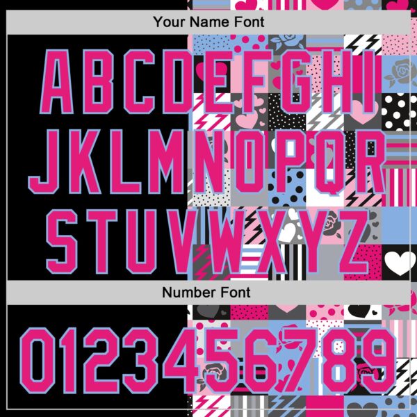 Custom Black Hot Pink-Light Blue Valentine's Day Love Heart Authentic Baseball Jersey