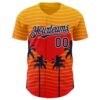 Custom Yellow Navy Orange-Cream Valentine's Day Gradient Coconut Trees Authentic Baseball Jersey