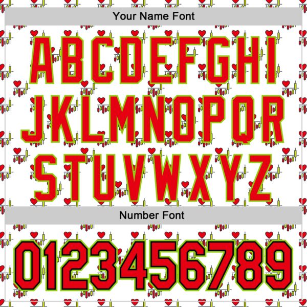 Custom White Fire Red Black-Neon Green Valentine's Day Love Heart Authentic Baseball Jersey