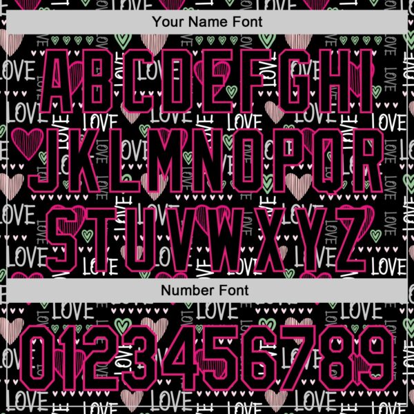 Custom Black Hot Pink Valentine's Day Love Heart Authentic Baseball Jersey