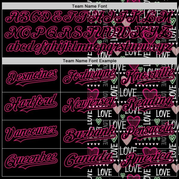 Custom Black Hot Pink Valentine's Day Love Heart Authentic Baseball Jersey