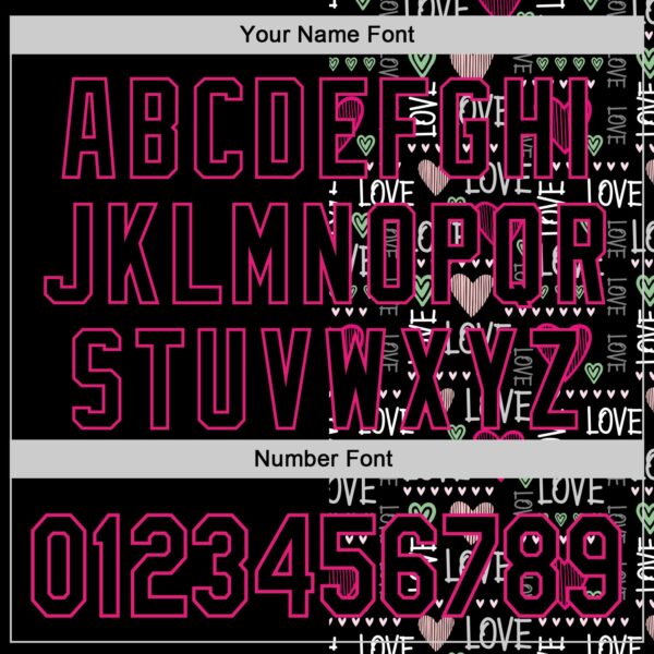 Custom Black Hot Pink Valentine's Day Love Heart Authentic Baseball Jersey