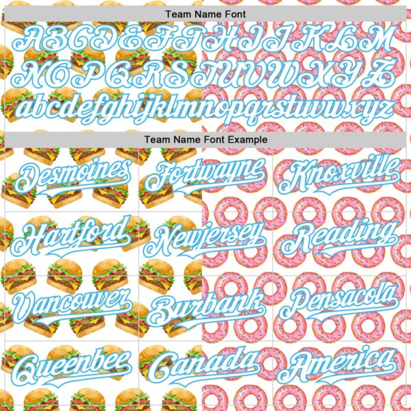 Custom White Sky Blue Valentine's Day Donut Meets Hamburger Authentic Baseball Jersey