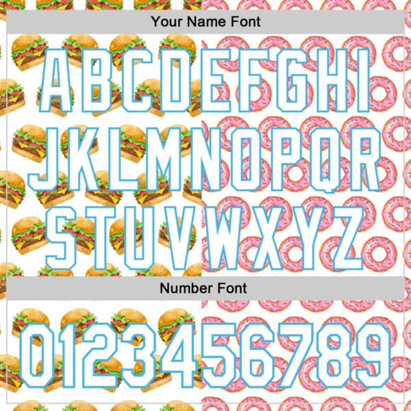 Custom White Sky Blue Valentine's Day Donut Meets Hamburger Authentic Baseball Jersey