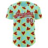 Custom Ice Blue Red Valentine's Day Love Heart Authentic Baseball Jersey
