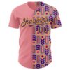 Custom Medium Pink Purple-Yellow Valentine's Day Flower Authentic Baseball Jersey