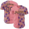 Custom Medium Pink Purple-Yellow Valentine's Day Flower Authentic Baseball Jersey