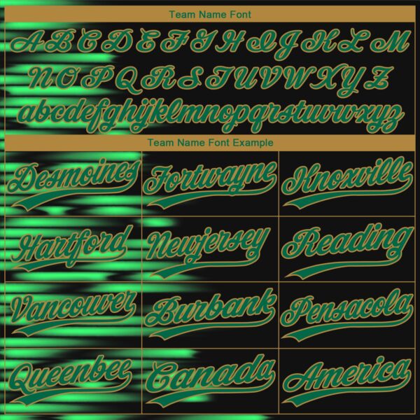 Custom Black Kelly Green-Old Gold 3D Pattern Design Authentic Baseball Jersey