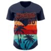 Custom Navy Orange Valentine's Day Coconut Trees Authentic Baseball Jersey