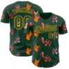 Custom Green Yellow Valentine's Day Love Heart Authentic Baseball Jersey