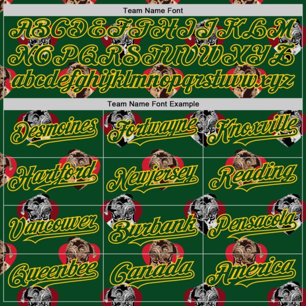 Custom Green Yellow Valentine's Day Love Heart Authentic Baseball Jersey