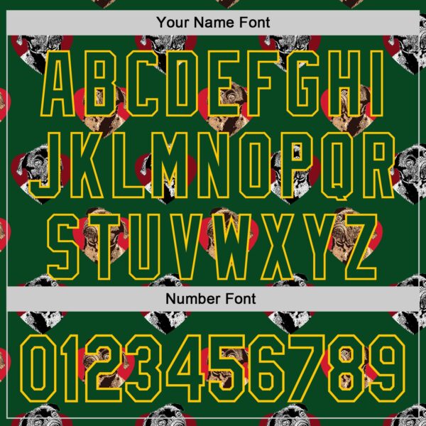 Custom Green Yellow Valentine's Day Love Heart Authentic Baseball Jersey