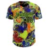 Custom Black Neon Green Valentine's Day Love Heart Authentic Baseball Jersey