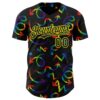 Custom Black Light Yellow Valentine's Day Arrow Pride Month Love Is Love Authentic Baseball Jersey