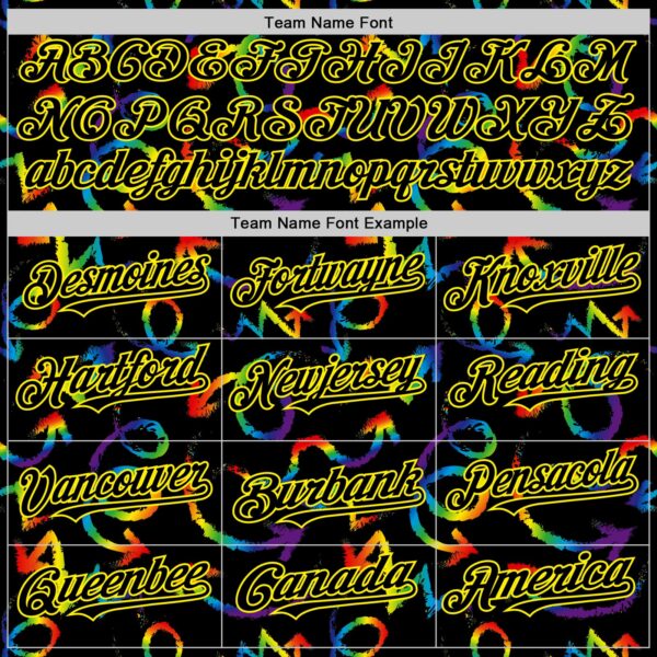 Custom Black Light Yellow Valentine's Day Arrow Pride Month Love Is Love Authentic Baseball Jersey